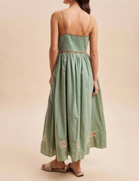 In-Loom - Embroidered Contrast Sleeveless Maxi Dress