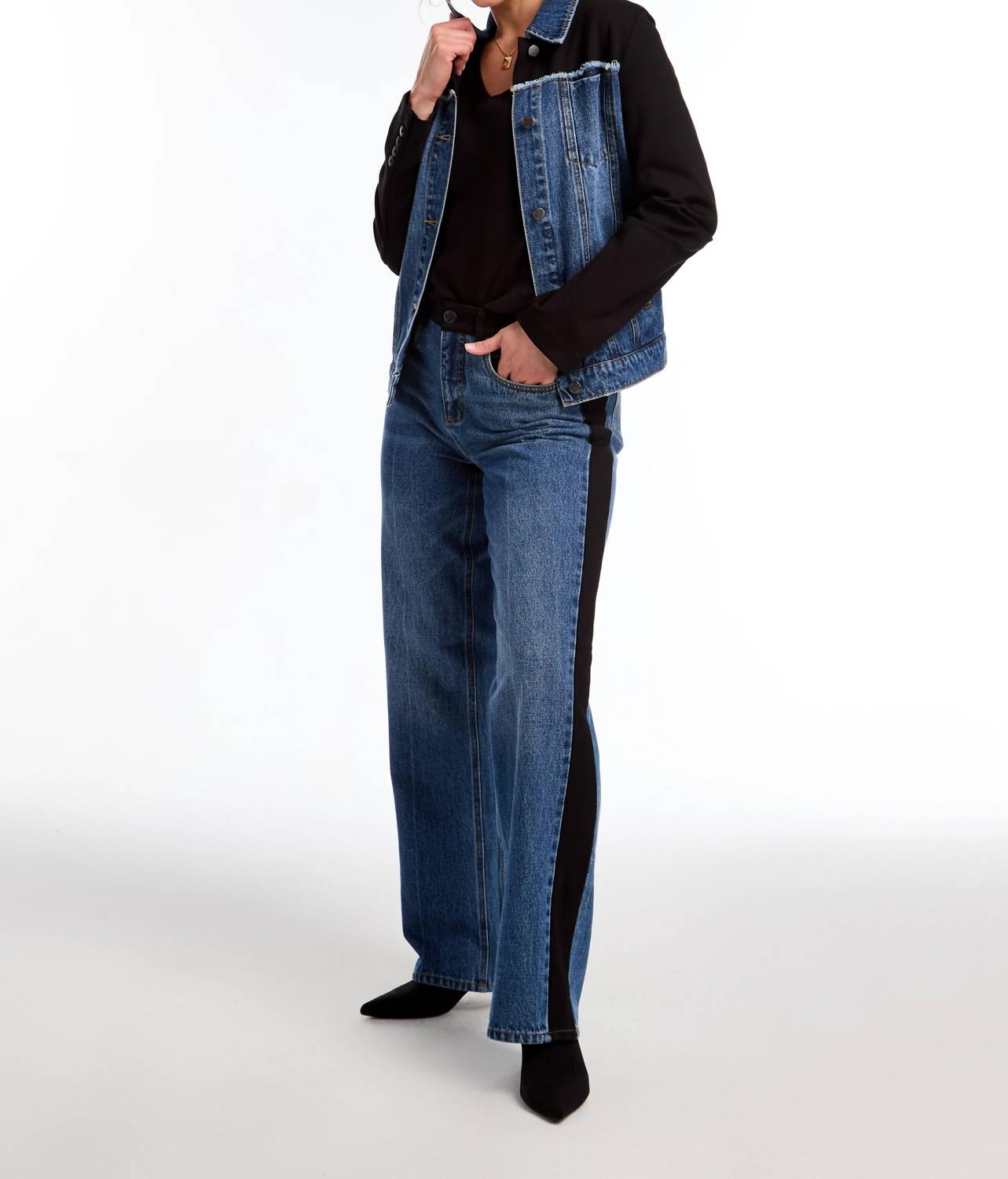 Fdj - Mina Mixed Media Denim Jacket