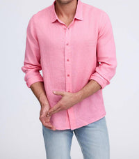 Raffi Pure Linen Long Sleeve Shirt in red - men's long sleeve top
