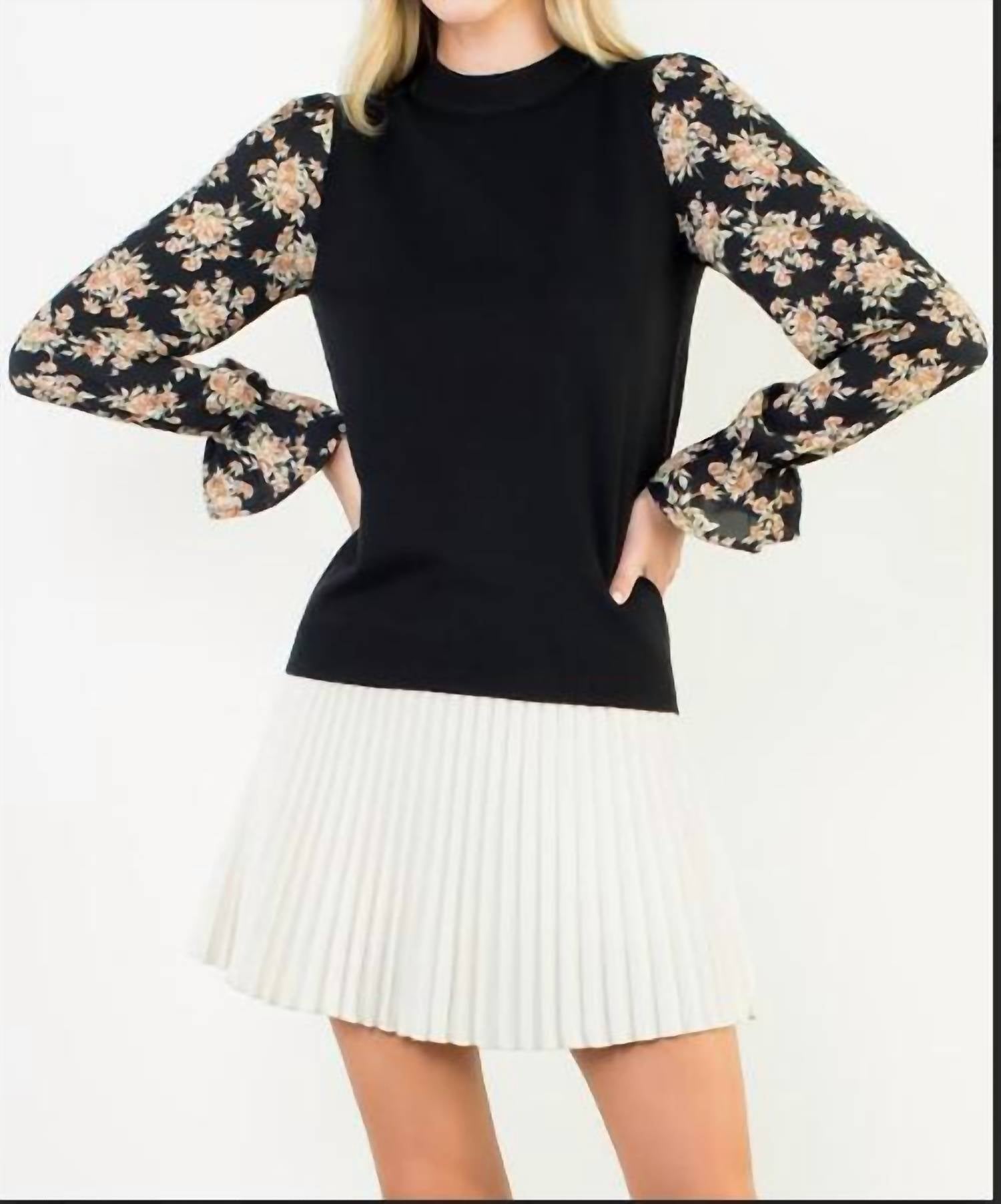 Thml - Floral Sleeve Knit Top