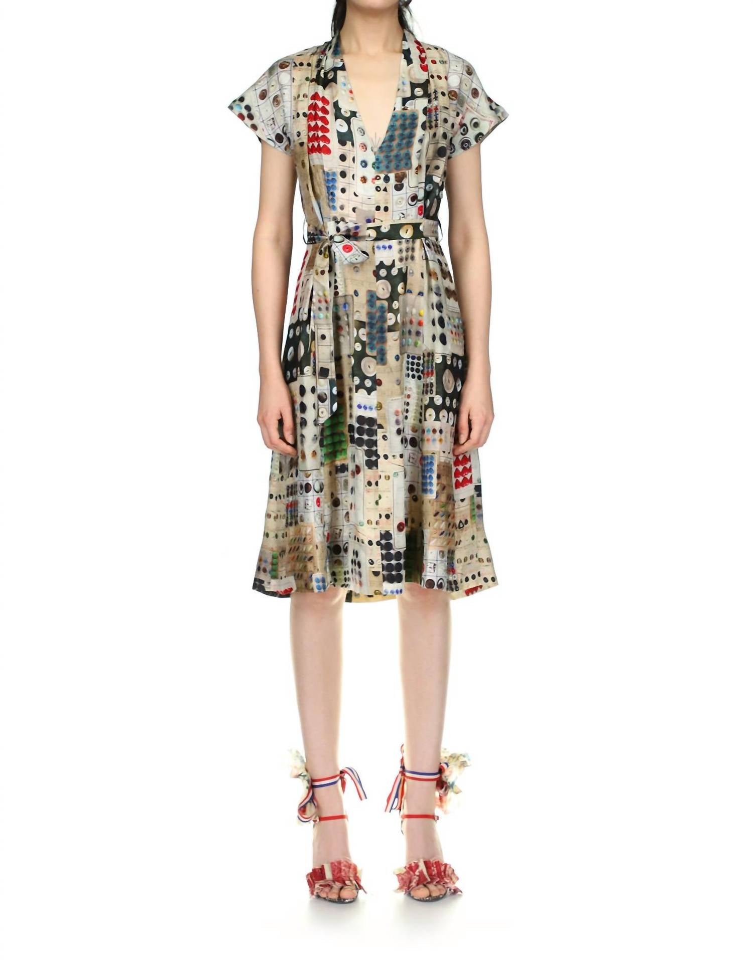 Libertine - Button Card Shoppe Tuck Pleat V Neck Dress