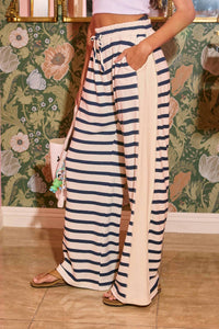 Bucketlist - Cecilia Exposed Seam Drawstring Striped Sweatpants