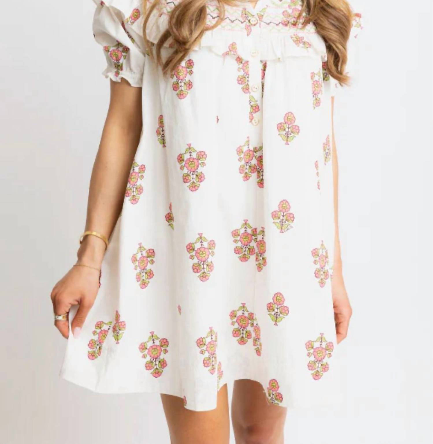 Karlie - Floral Embroidered Dress