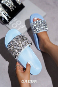 Cape Robbin - Women's Flat Studded Rhinestone Sandal Slides