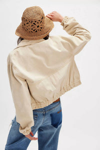 Free People Birdie Track Jacket in beige - women's jacket - alternate view