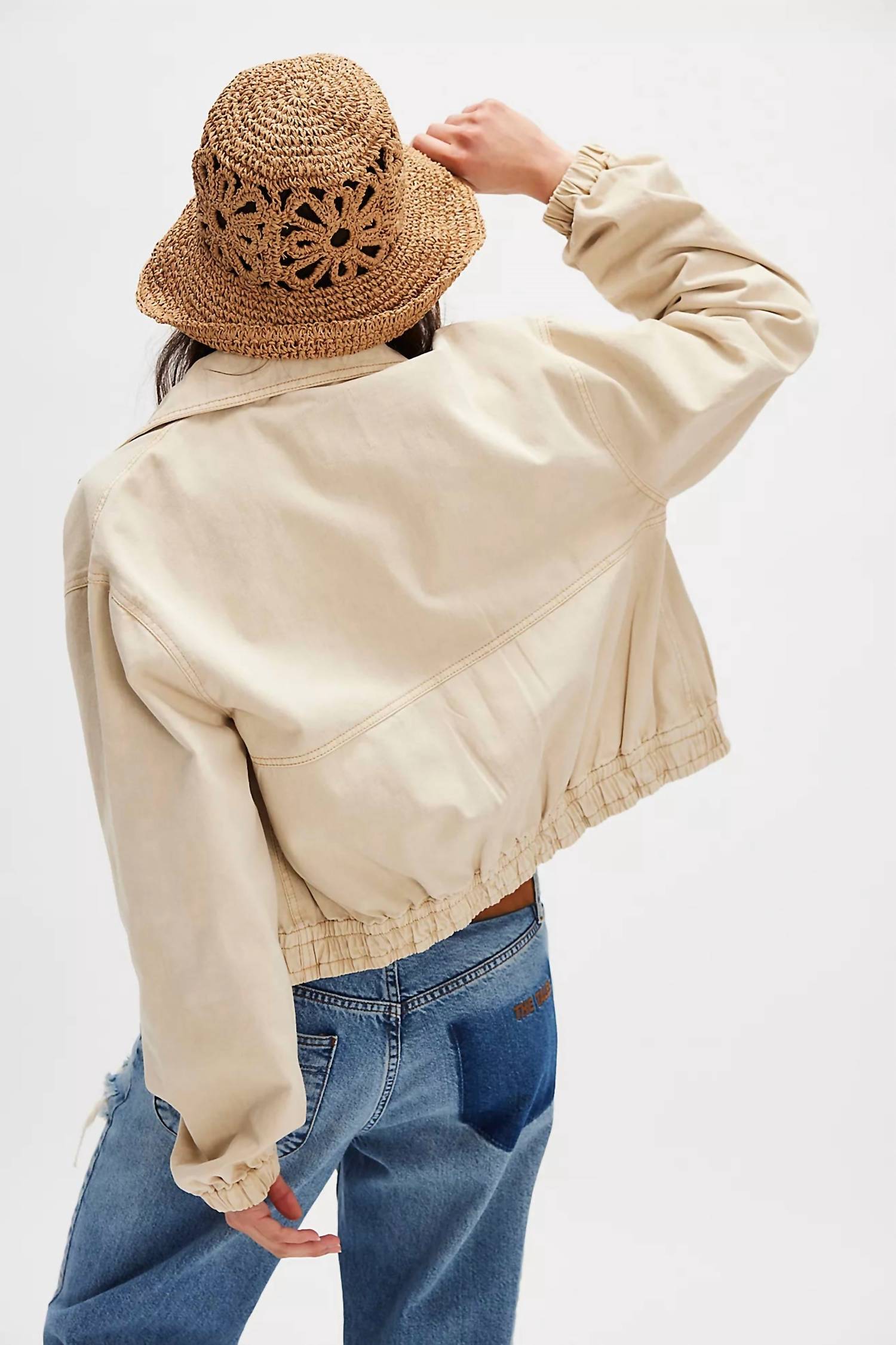 Free People Birdie Track Jacket in beige - women's jacket - alternate view