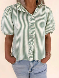 &Merci - Amabel Striped Ruffled Top