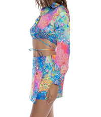 Luli Fama - Collared Wrap Crop Top