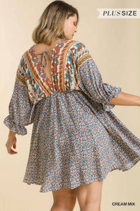 Umgee - Mixed Print Bohemian Dress - Plus