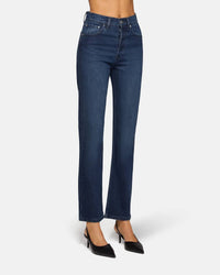 EB Denim High Rise Straight Leg Jeans in midnight ridge - women's jeans - alternate view