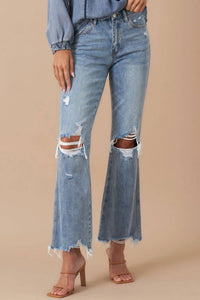 Insane Gene - Mid Rise Crop Flare Denim Jeans