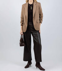 REPEAT cashmere Wool Blend Crew Top in dark brown - women's long sleeve top - view 6