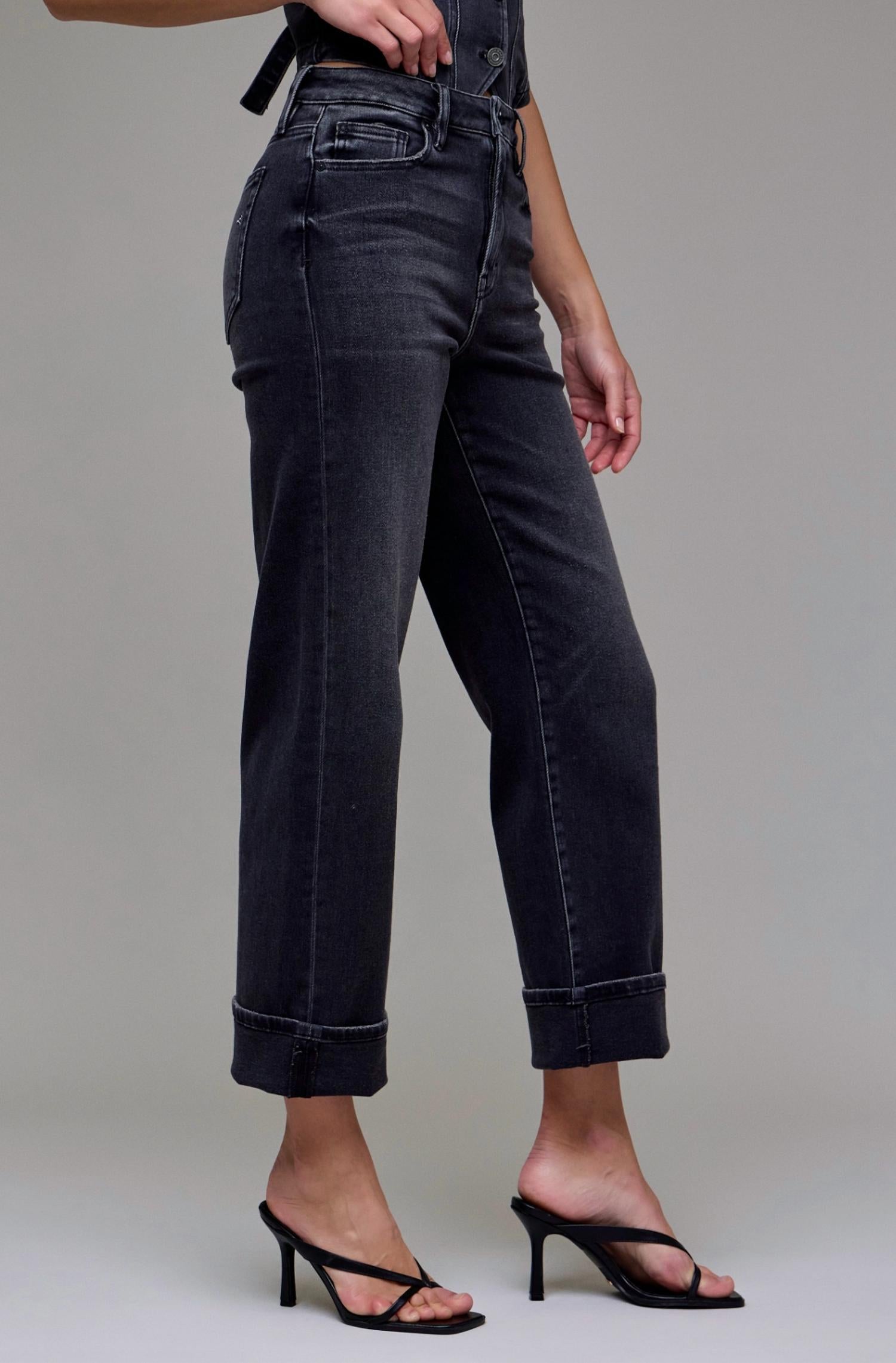 Hidden - Cuffed Straight Leg Jeans