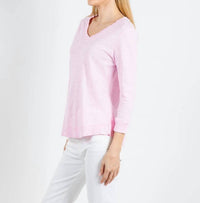 Elliott Lauren - Silvie Rib Three-quarter Sleeve V-neck Tee