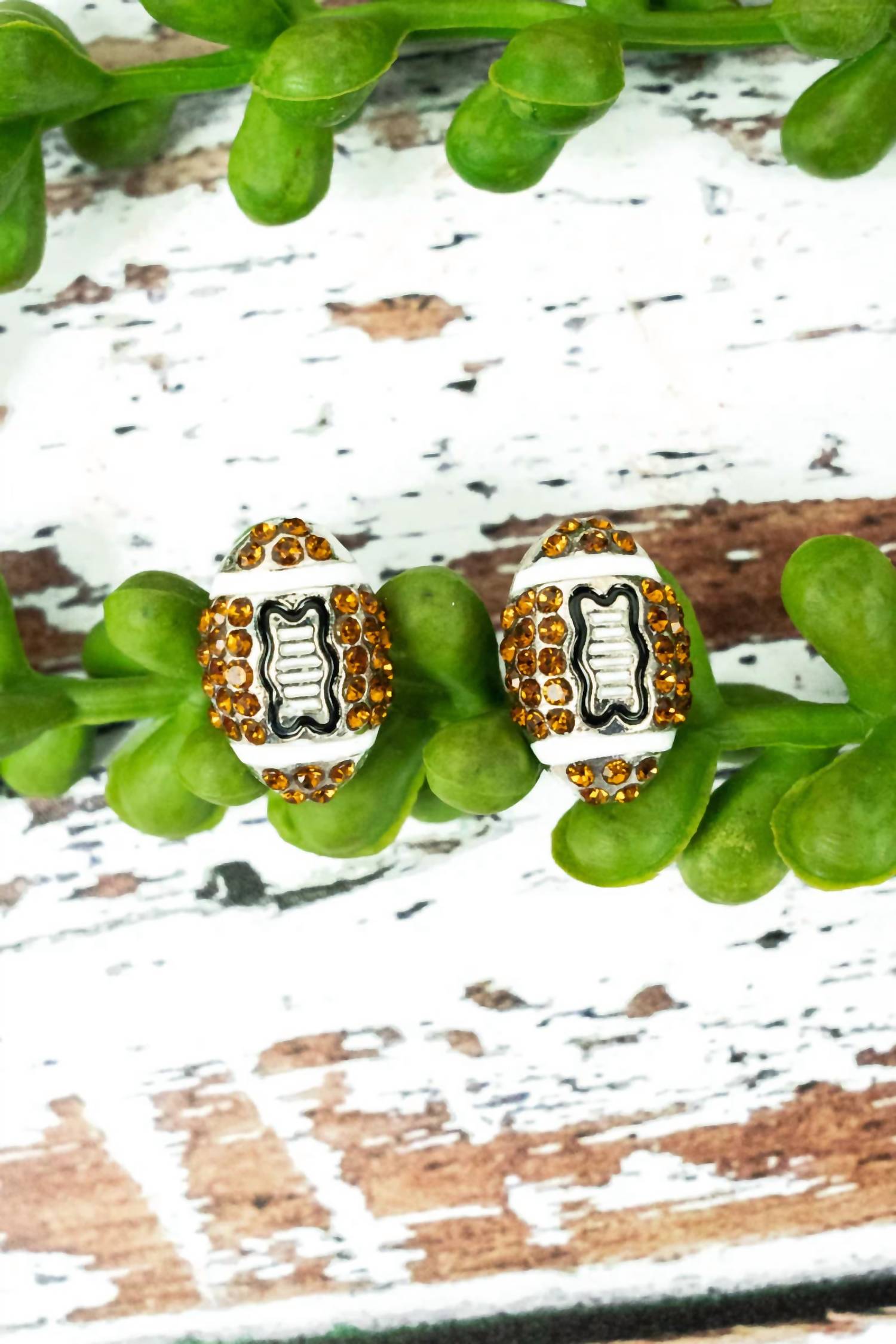 Wholesale Accessory Market - Women's Crystal Football Stud Earrings