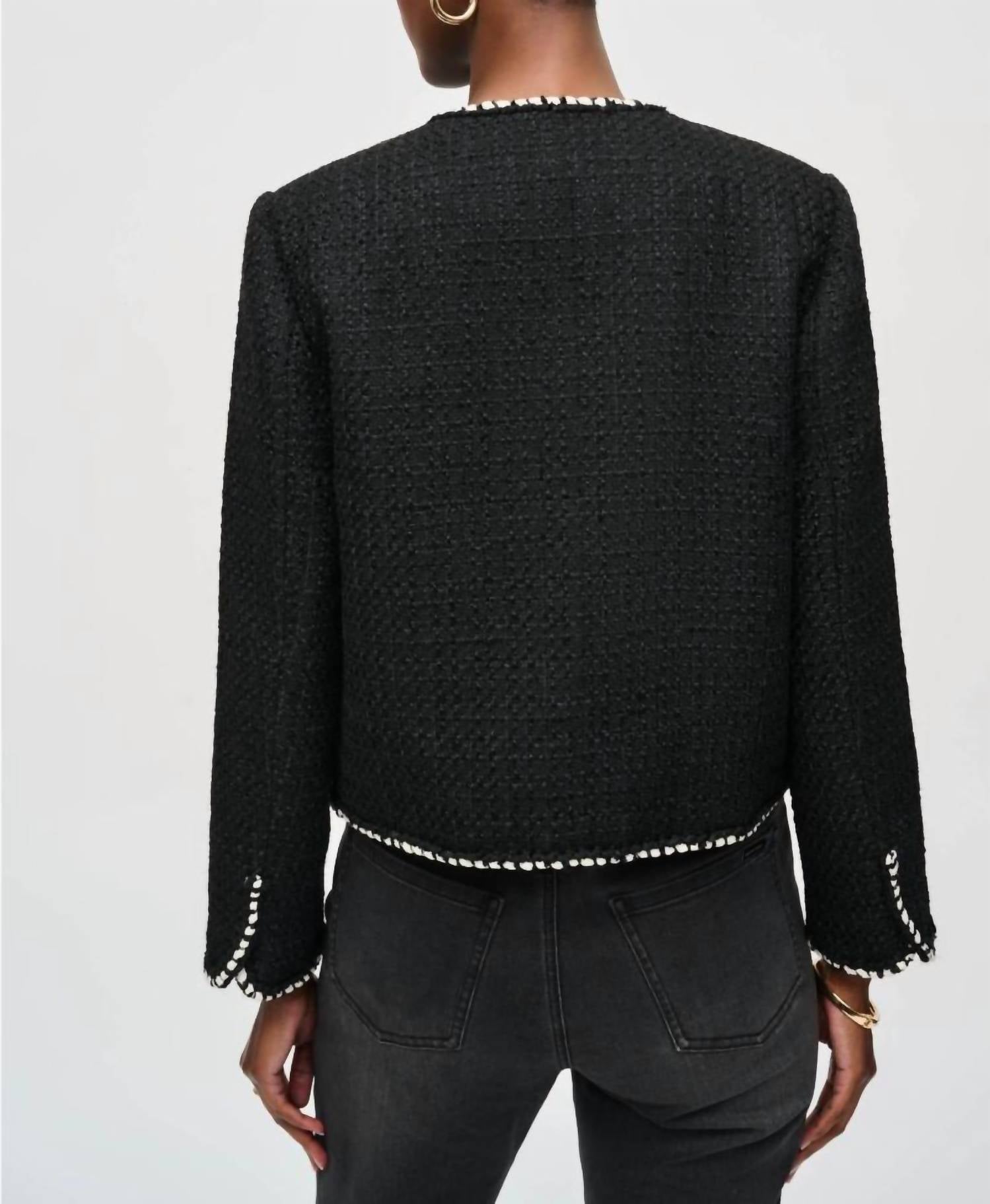 Joseph Ribkoff - Contrast Trim Long Sleeve Boucl√© Jacket