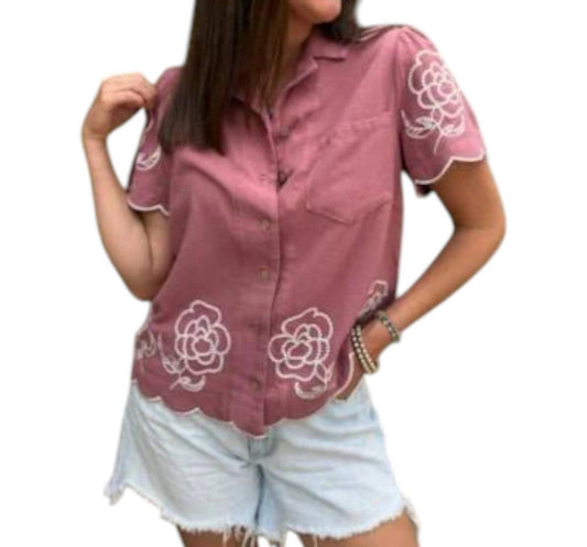 Umgee - Embroidered Elegance Linen Top