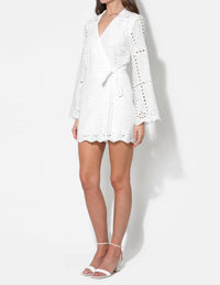 adelyn rae Bella Wrap Eyelet Dress in white - women's dress - alternate view