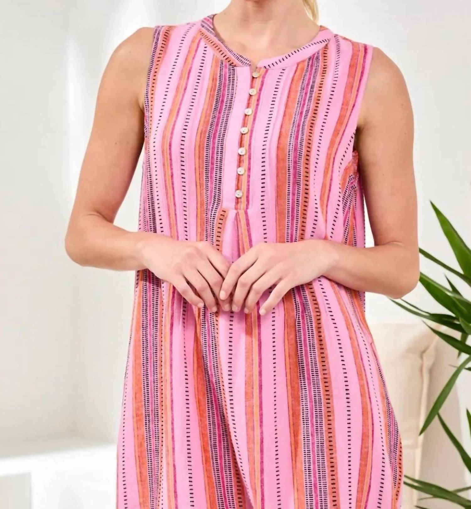 Tribal - Pintuck Linen Mini Dress