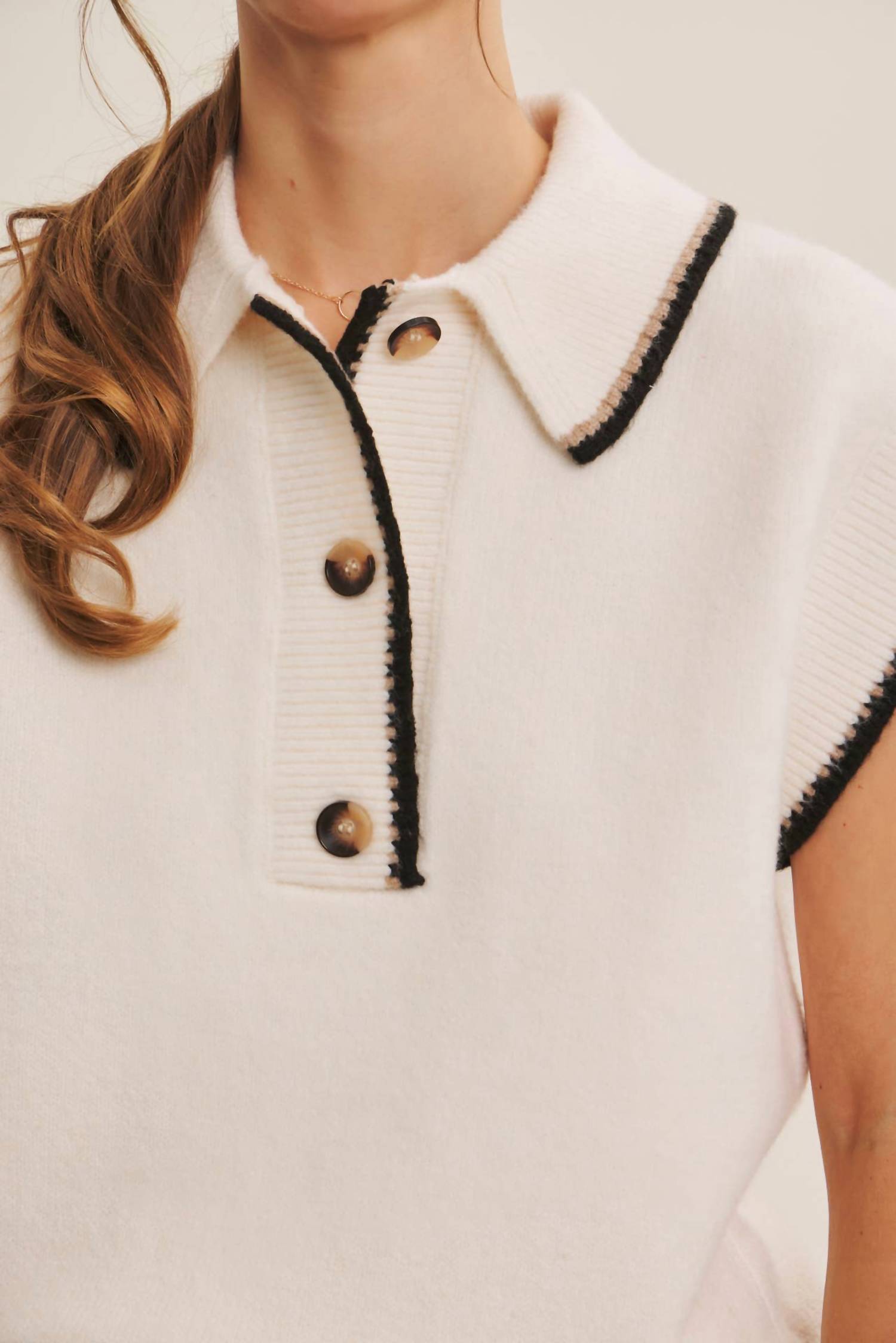 In February - Modern Henley Style Sweater Vest