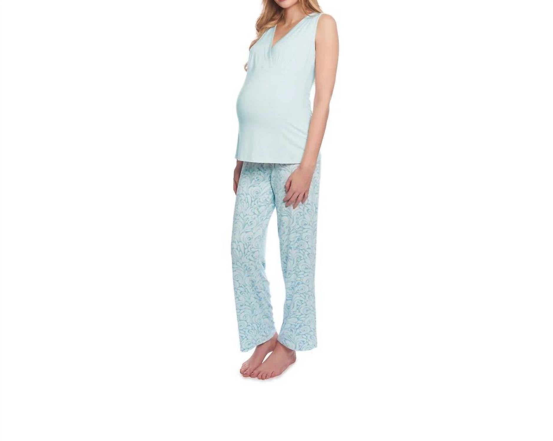Everly Grey Analise 5 Piece Pajama Set in waves - women's sleepwear - detail view
