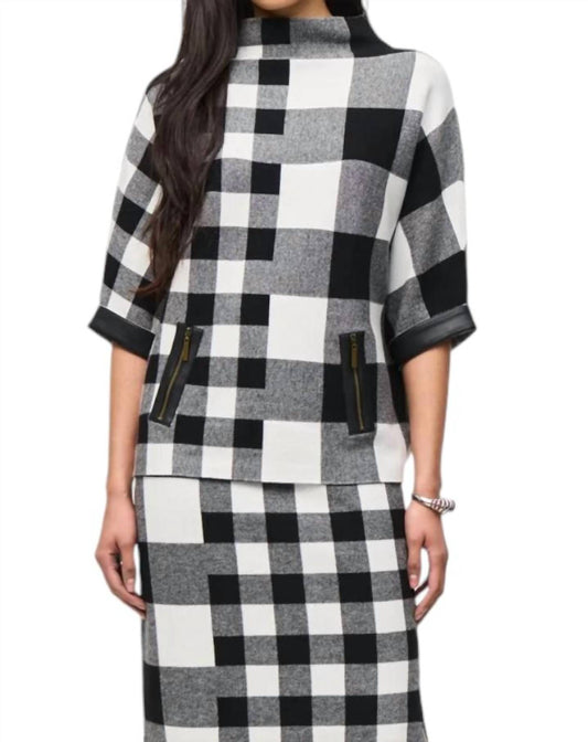 Joseph Ribkoff - Plaid Jacquard Knit Sweater