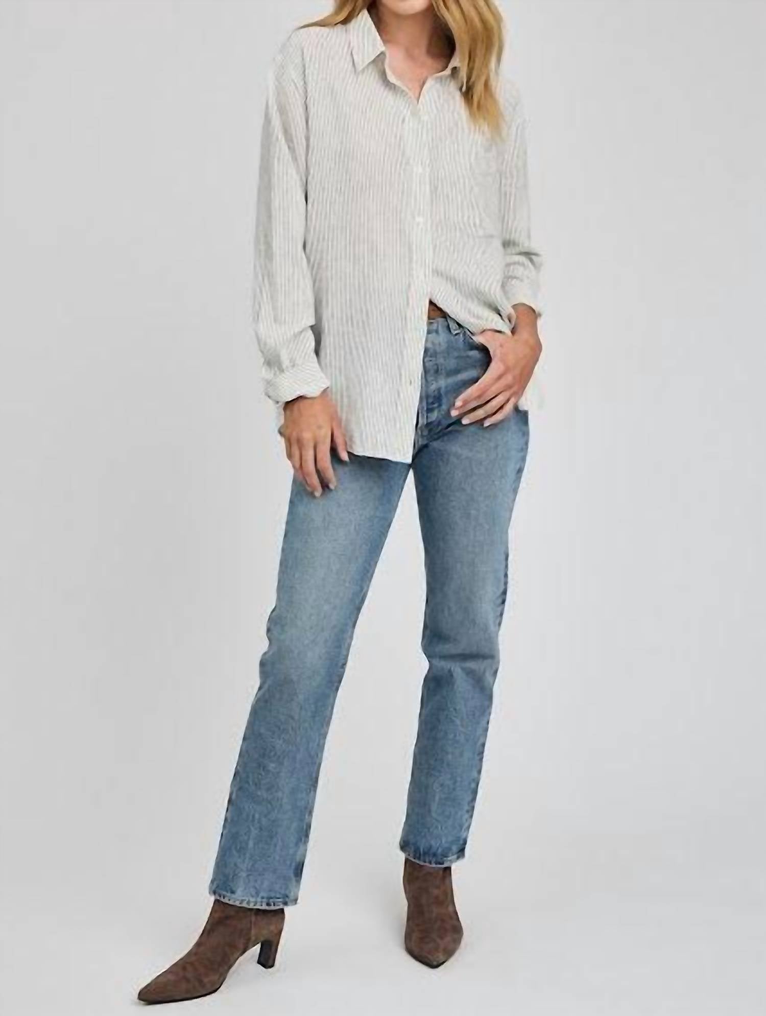 Gentle Fawn Dominique Button-down Shirt in white stripe - women's shirt - alternate view