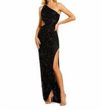 MAC DUGGAL Lainey Asymmetrical One Shoulder Formal Prom Dress in black - women's dress
