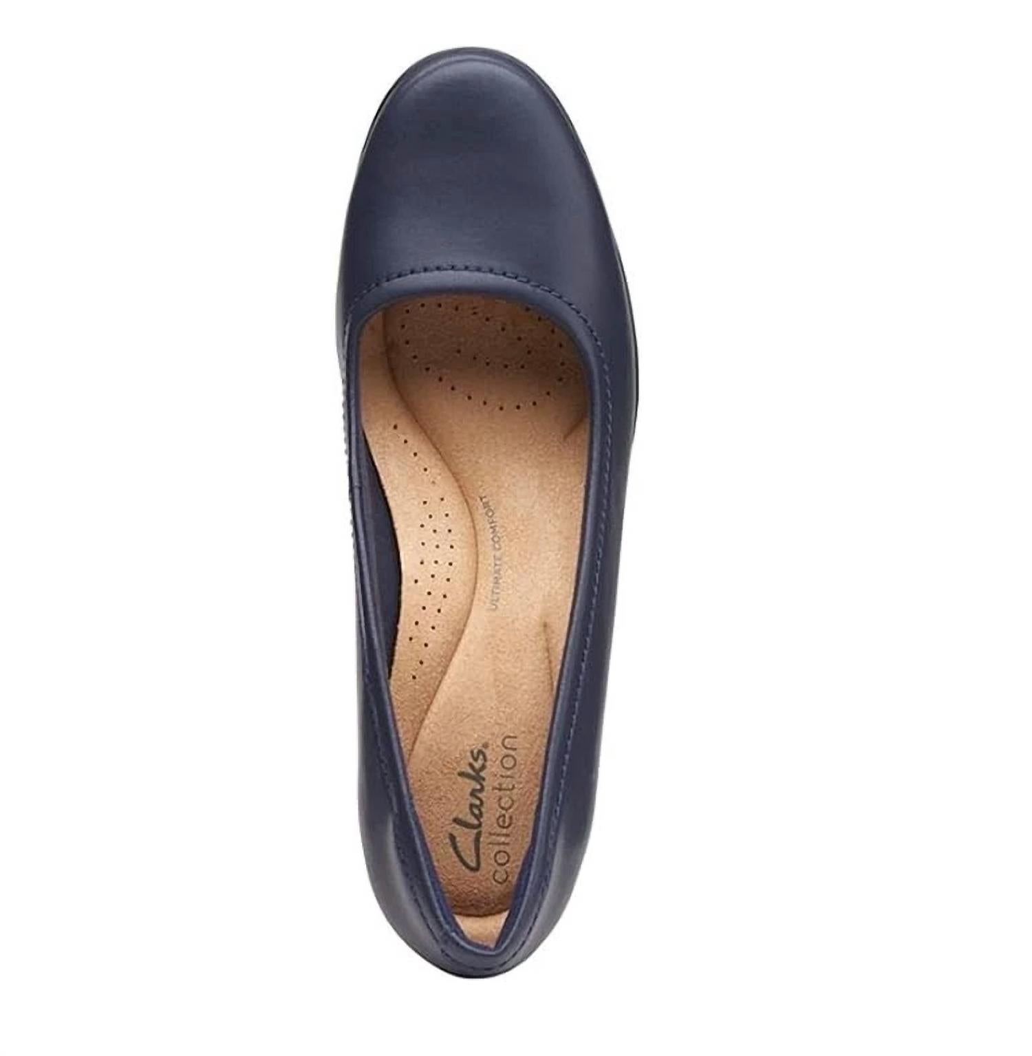 Clarks Women's Emily Belle Pump in navy leather - women's heels - view 5