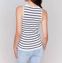 Charlie B - Stripe Sleeveless Crew Sweater