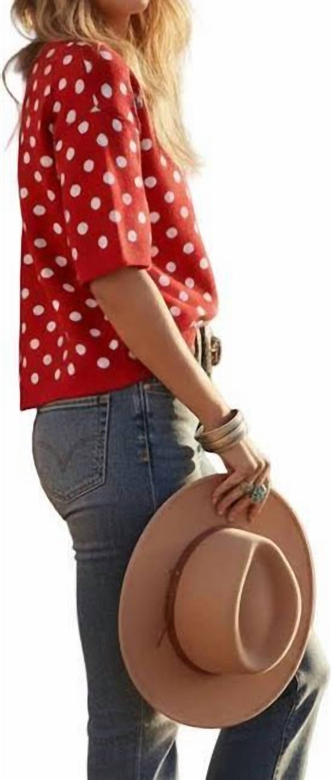 Sewn and Seen Polka Spots Sweater in red - women's sweater - detail view