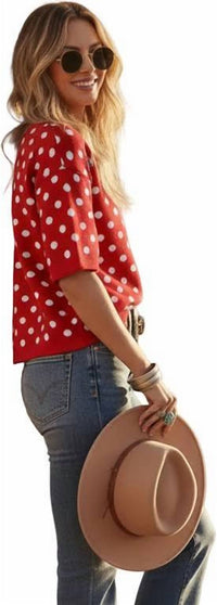 Sewn and Seen Polka Spots Sweater in red - women's sweater - alternate view