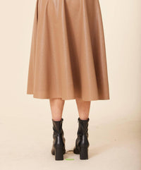 DOLCE CABO Faux Leather Perforated Skirt in camel - women's skirt - alternate view