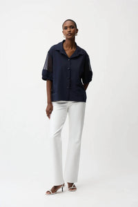 Joseph Ribkoff - Poplin & Mesh Boxy Blouse