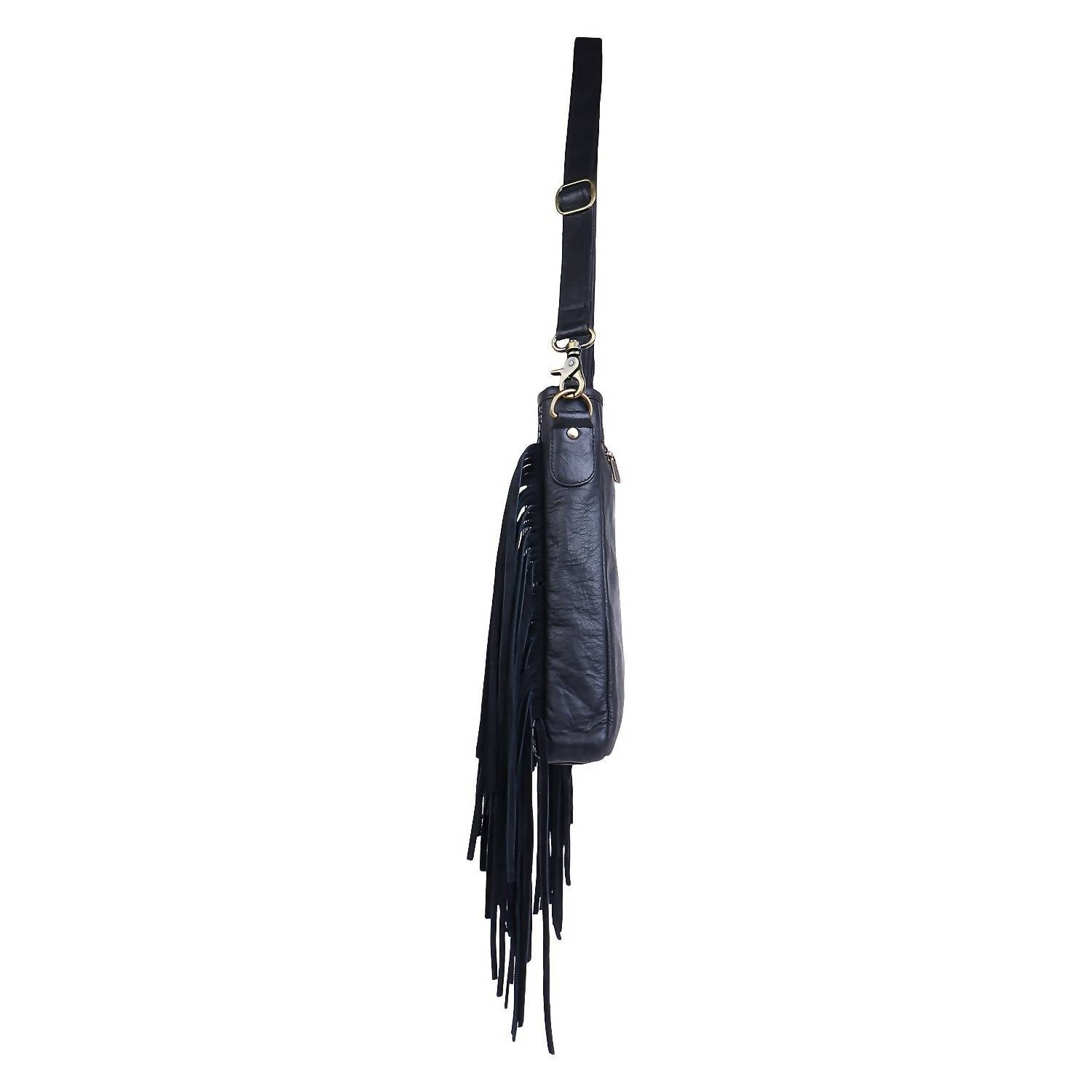 Sixtease Bags - Women's Leather Fringed Crossbody