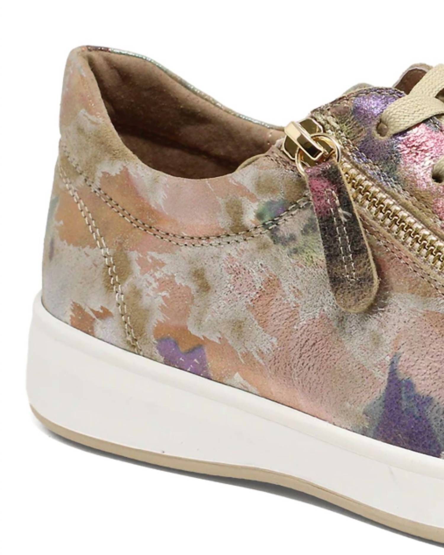 Ziera Women's Aitor-xf Sneaker in vanilla bloom leather - women's sneaker - detail view