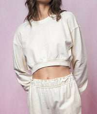 Urban Daizy - Mineral Wash Mock Neck Crop Sweatshirt