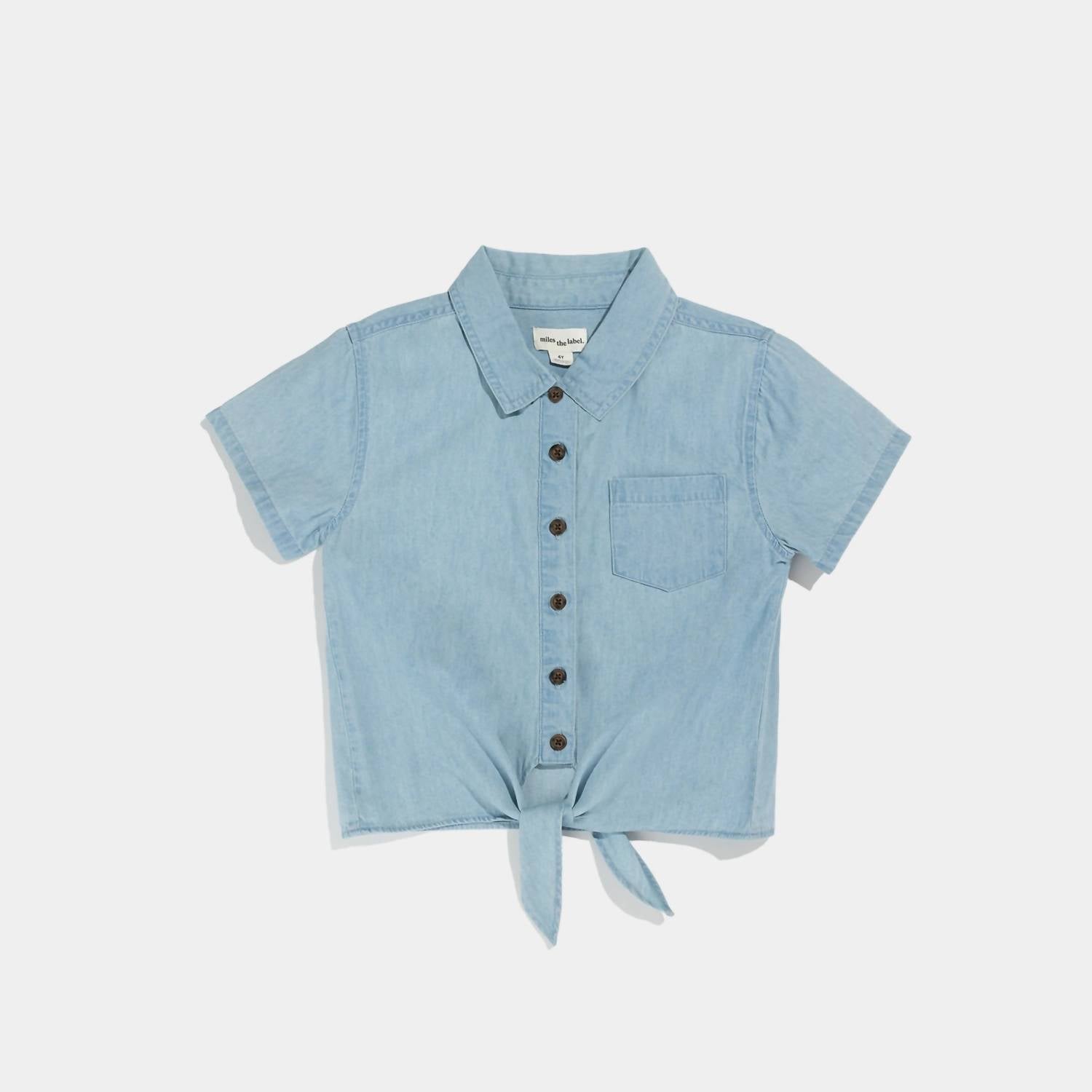 Miles The Label - Tie Front Short Sleeve Camp Shirt