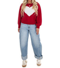 Le Lis - Simply Yours Off Shoulder Heart Sweater