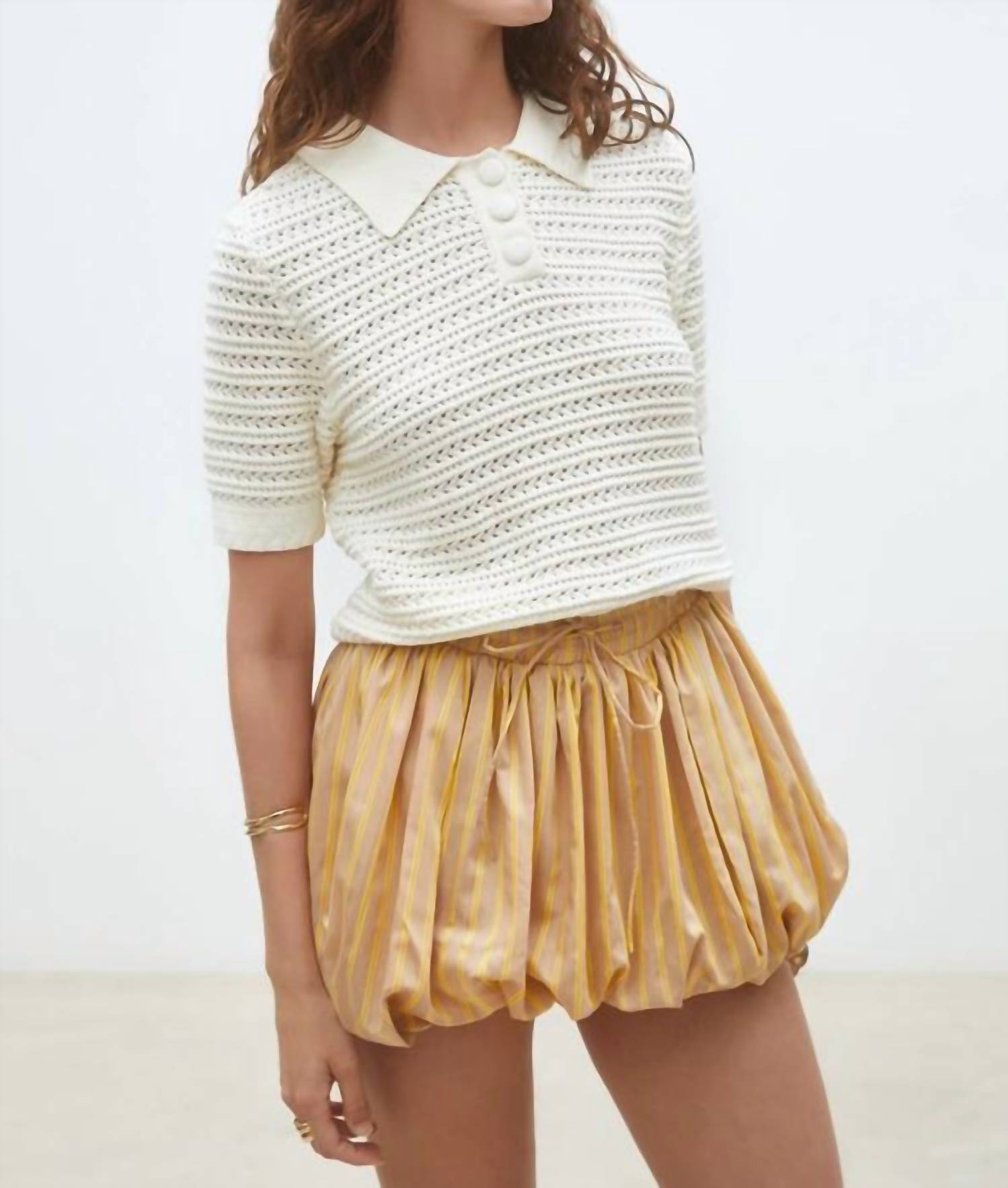 Suncoo - Praka Fancy Knit Polo Sweater