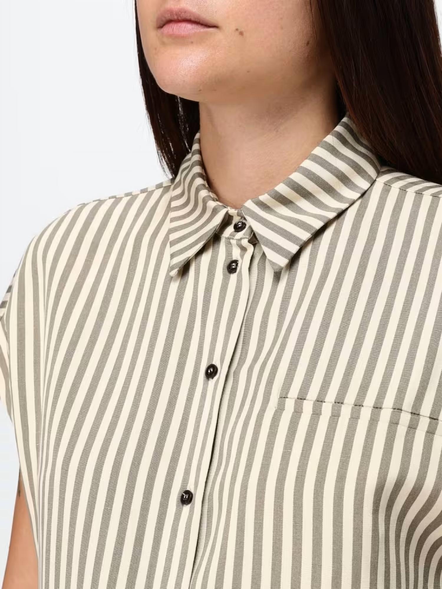 Alysi - Striped Cropped Button Up