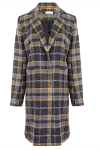 Dolce Cabo - Long Plaid Coat With Detachable Fur Collar
