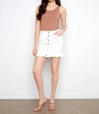 Charlie B - Scalloped Hem Skort With Button Front