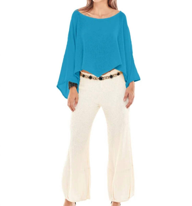 Oh My Gauze! Vanna Boatneck Top in turquoise - women's blouse