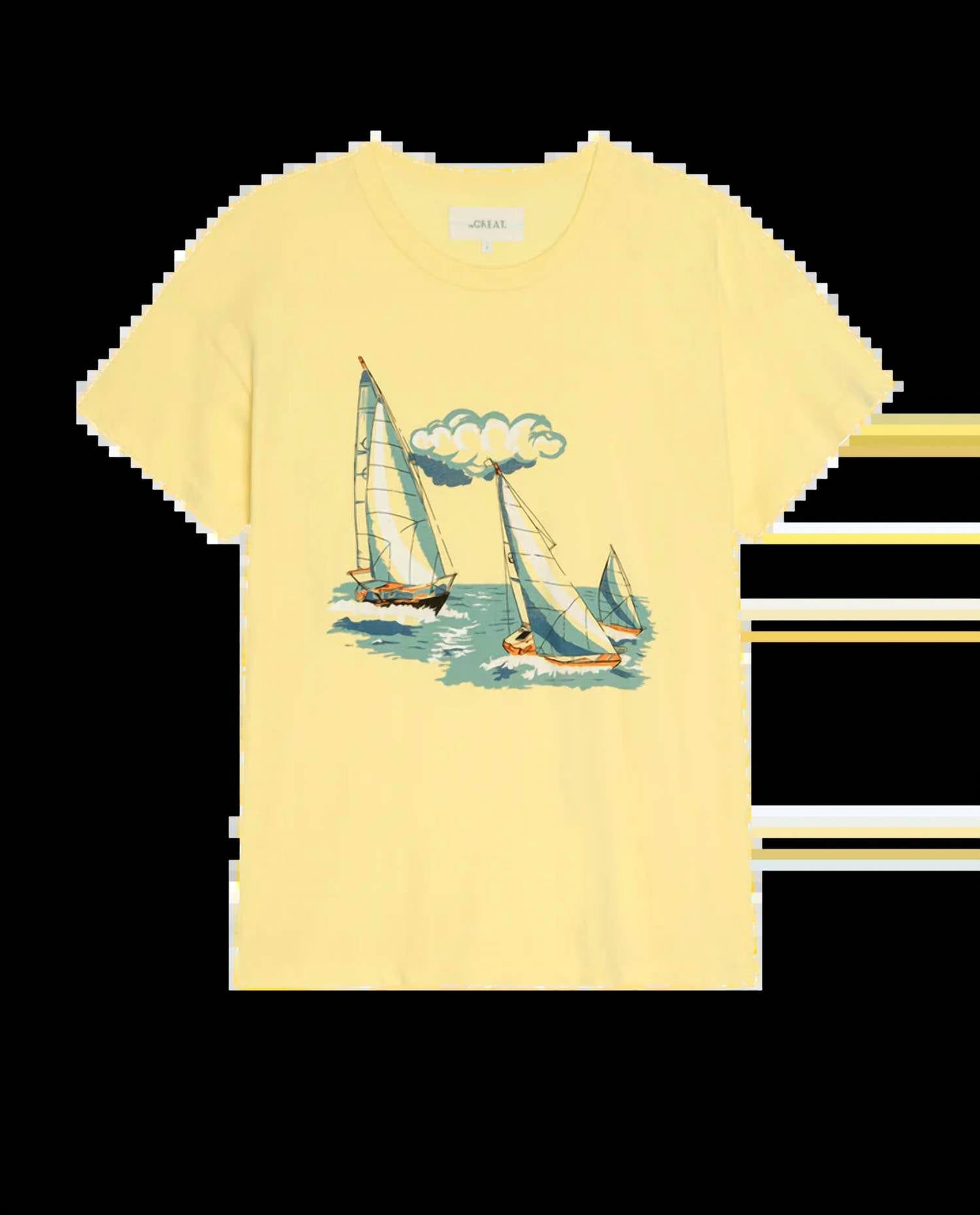The Great. - Boxy Crew Top with Sailing Boats Graphic