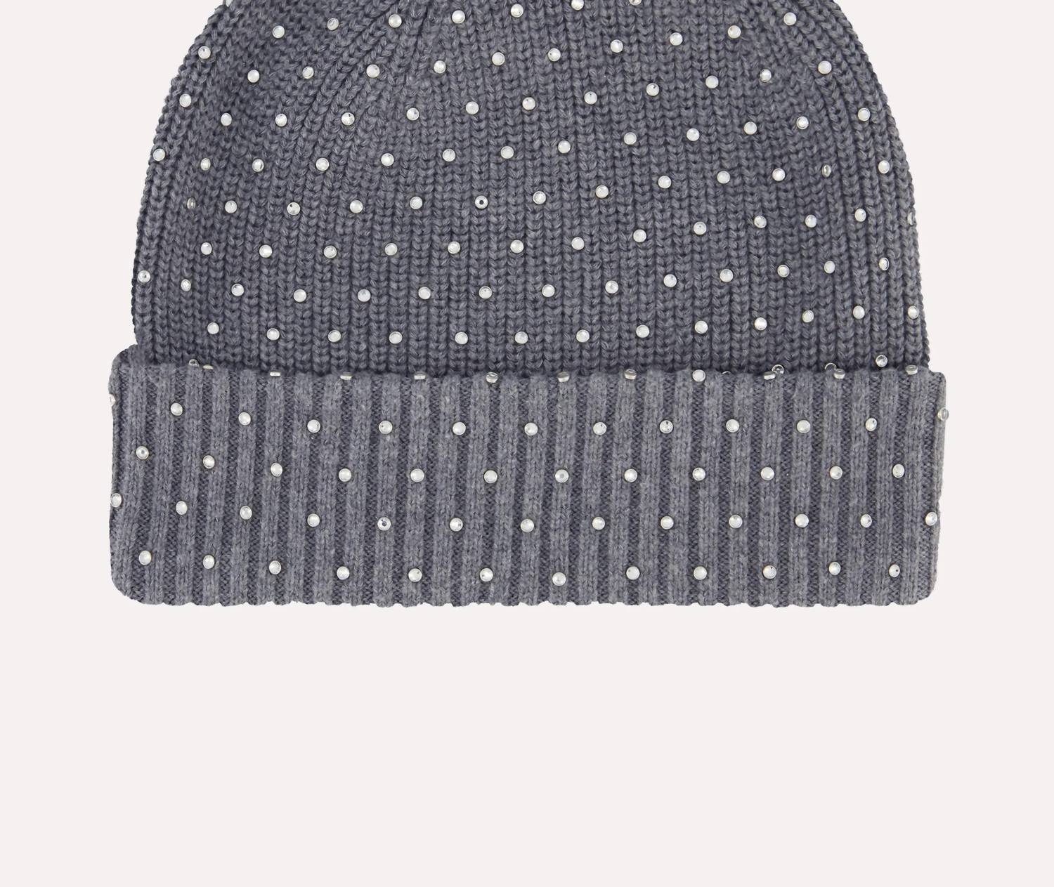 Minnie Rose - Women's Cotton Cashmere Rhinestone Shaker Beanie