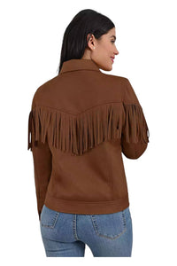 Wrangler - Faux Suede With Fringe Trucker Jacket