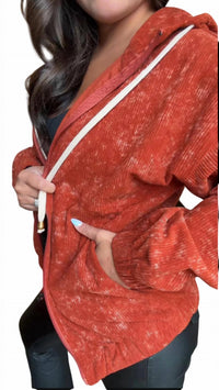Jadyk - Charlotte Corduroy Acid Wash Hoodie Jacket
