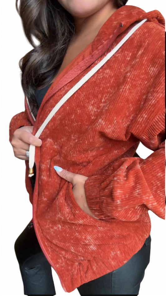 Jadyk - Charlotte Corduroy Acid Wash Hoodie Jacket