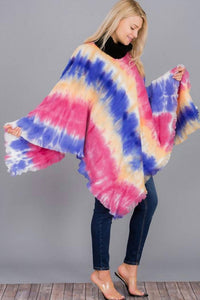 Funteze - Tie Dye Fringe Poncho